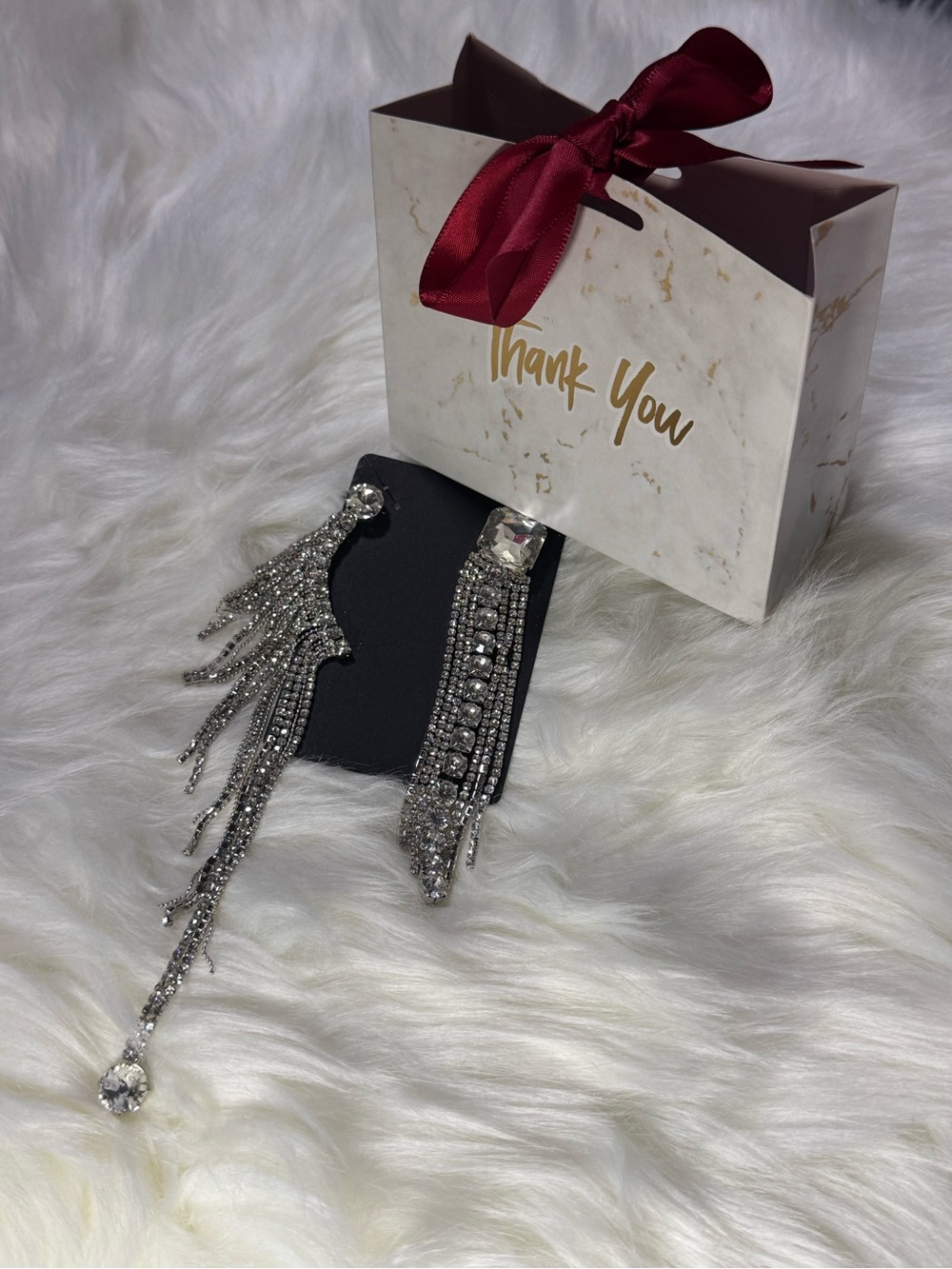 Sparkling Crystal Fringe Statement Earrings - Silver Tone